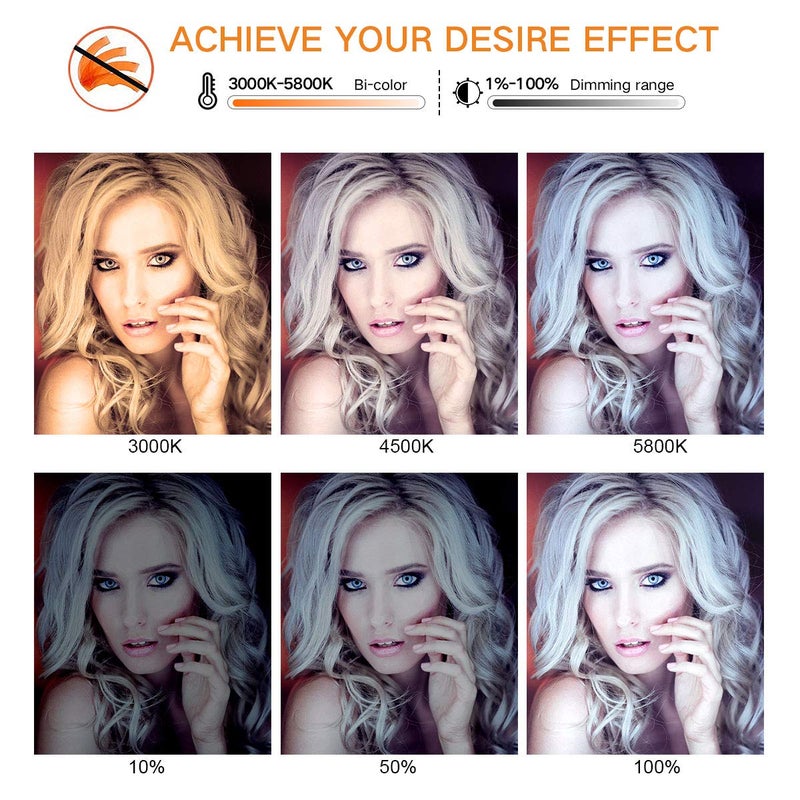 Pixel حلقة ضوء بكسل، حلقة ضوء LCD ثنائية اللون بحجم 19" مع حامل، 55 واط 3000-5800K CRI≥97 لحلقة الضوء لتصوير الفيديو المباشر، السيلفي، والبورتريه - Image 2